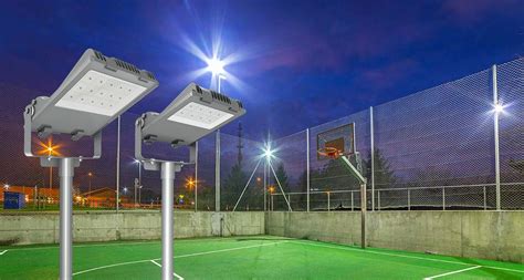 basketball courts with lights outside